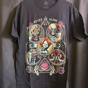 Universal Black Graphic Tee - Never Go Alone